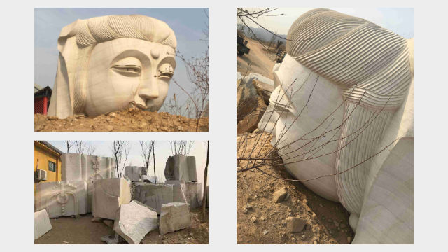 Guanyin-Statue blieben nur noch Bruchstücke übrig