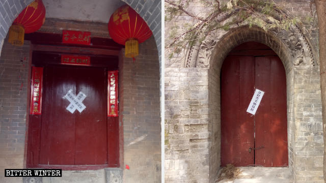 Der Haupteingang zum Lianhua-Tempel wurde abgeriegelt.