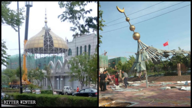 Islamische Symbole wurden aus der Moschee abgerissen