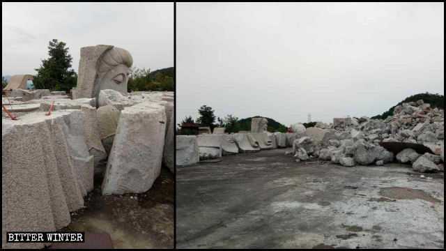 Die Guanyin-Statue wurde in Fragmente zerlegt