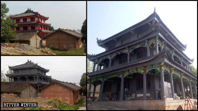 Der Shangyuan-Tempel vor und nach dem erzwungenen Farbwechsel.