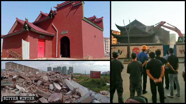 Der Fuzhu-Tempel vor und nach dem Abriss