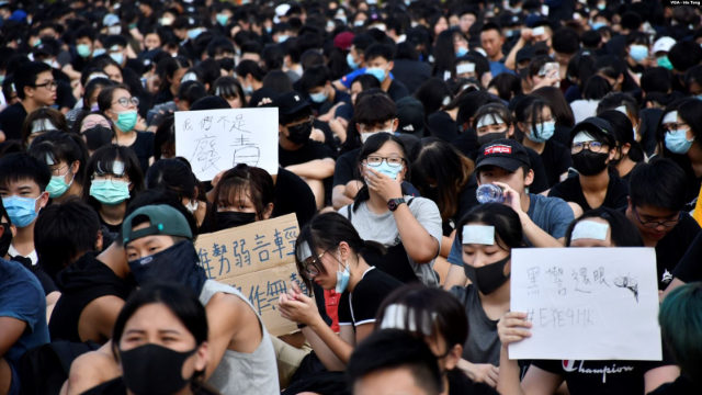 Hongkong-Mittelschüler nahmen an einem Streik teil