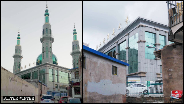 Die islamischen Symbole wurden von der Moschee an der Jiulong-Straße entfernt.
