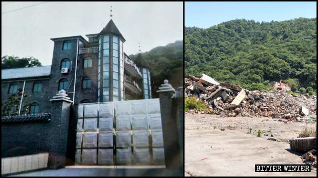 Drei Selbst-Kirche in Hangzhou zerstört.