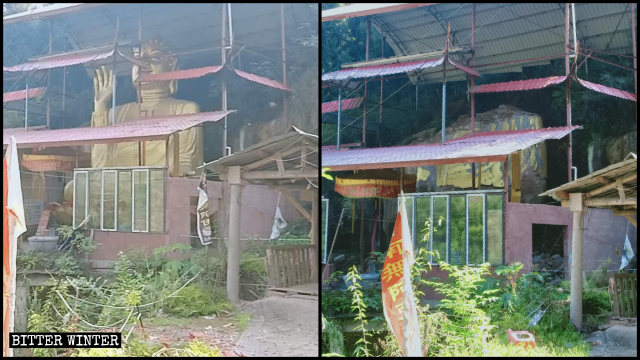 Eine acht Meter hohe buddhistische Statue wurde zerstört.