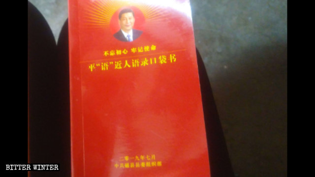 Taschenbuch mit Zitaten aus Pings Sprache in der Nähe von Menschen